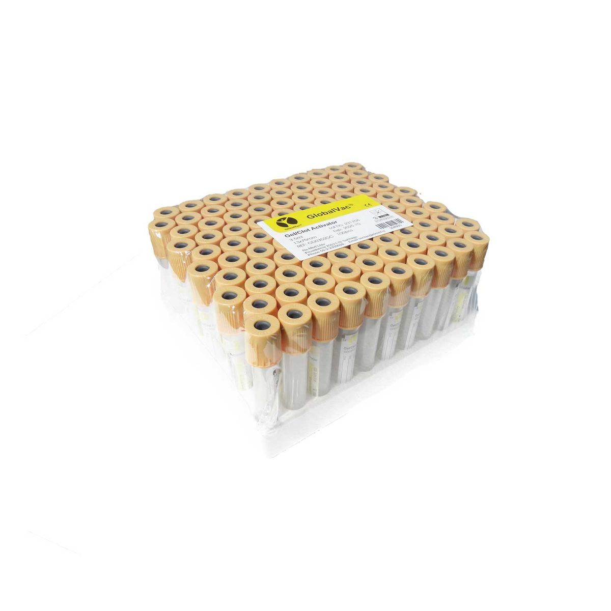 GENERICO - Tubo tapa amarillo 3,5ml 12x75 mm Globalvac 100 unidades