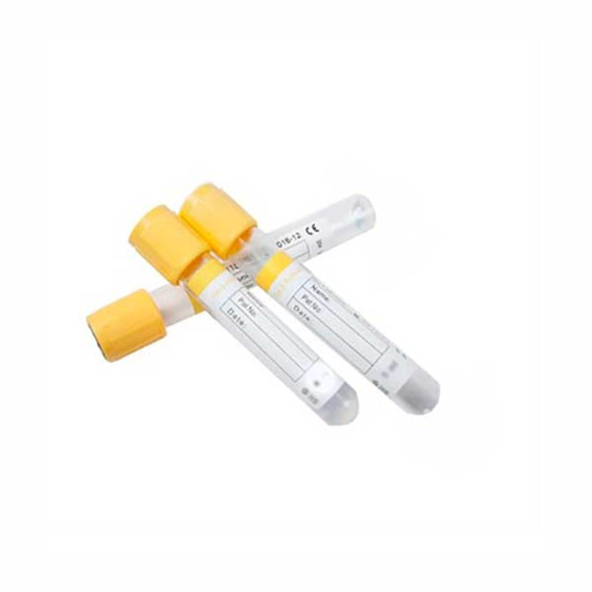 GENERICO - Tubo tapa amarillo 3,5ml 12x75 mm Globalvac 100 unidades