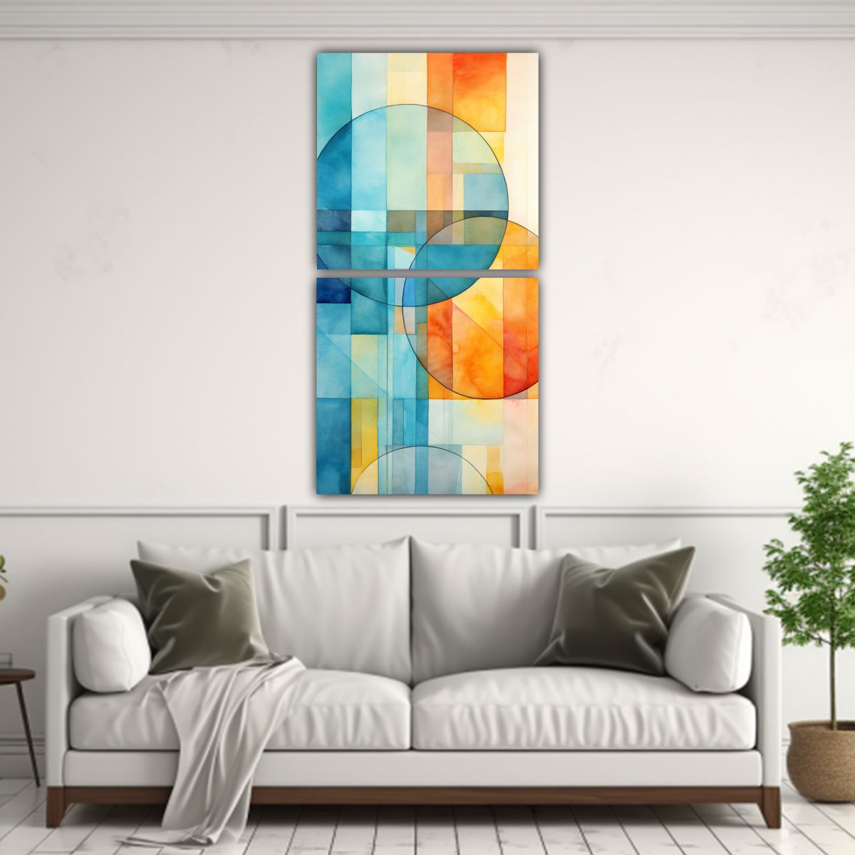 GENERICO - Cuadros Impreso Abstracto Fusión De Acuarelas Y 70x140 Cm