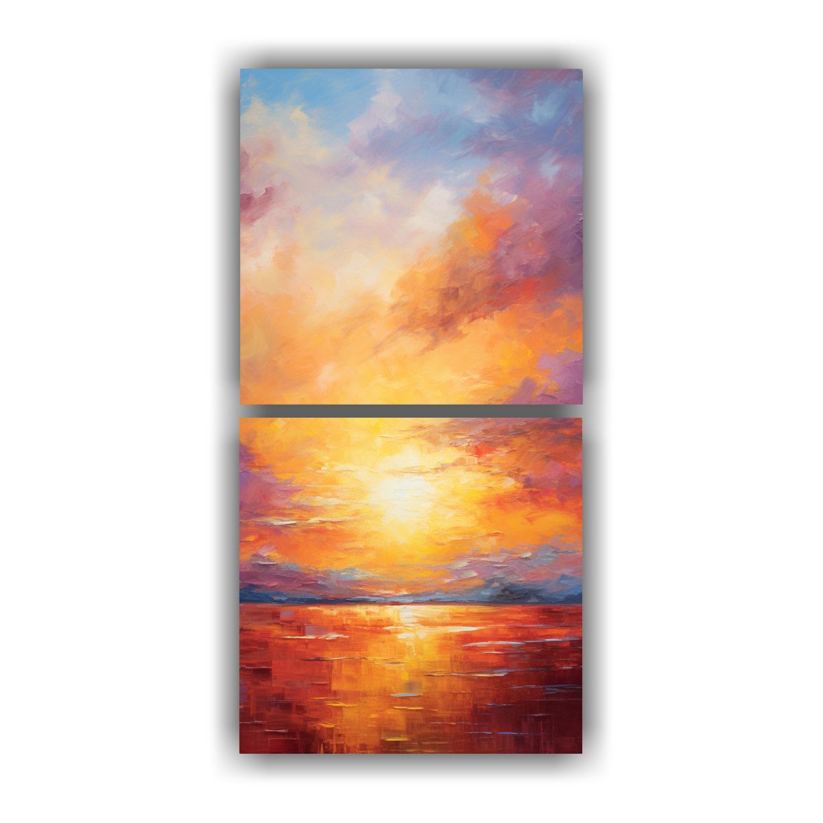 GENERICO - Dos Cuadros Vanguardia Figuras Abstractas En 80x160 Cm