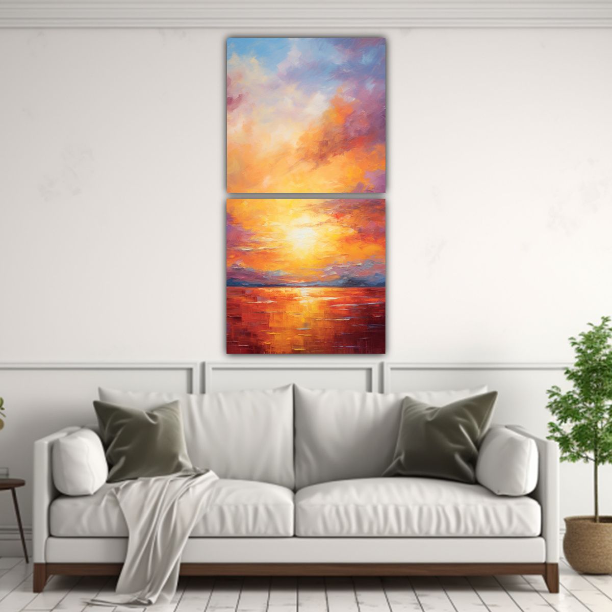 GENERICO - Dos Cuadros Vanguardia Figuras Abstractas En 80x160 Cm