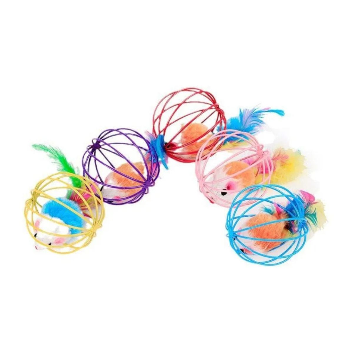 GENERICO - Juguete Pack 5pcs Mini Jaula De Ratón Con Pluma Para Gatos