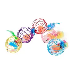 GENERICO - Juguete Pack 5pcs Mini Jaula De Ratón Con Pluma Para Gatos