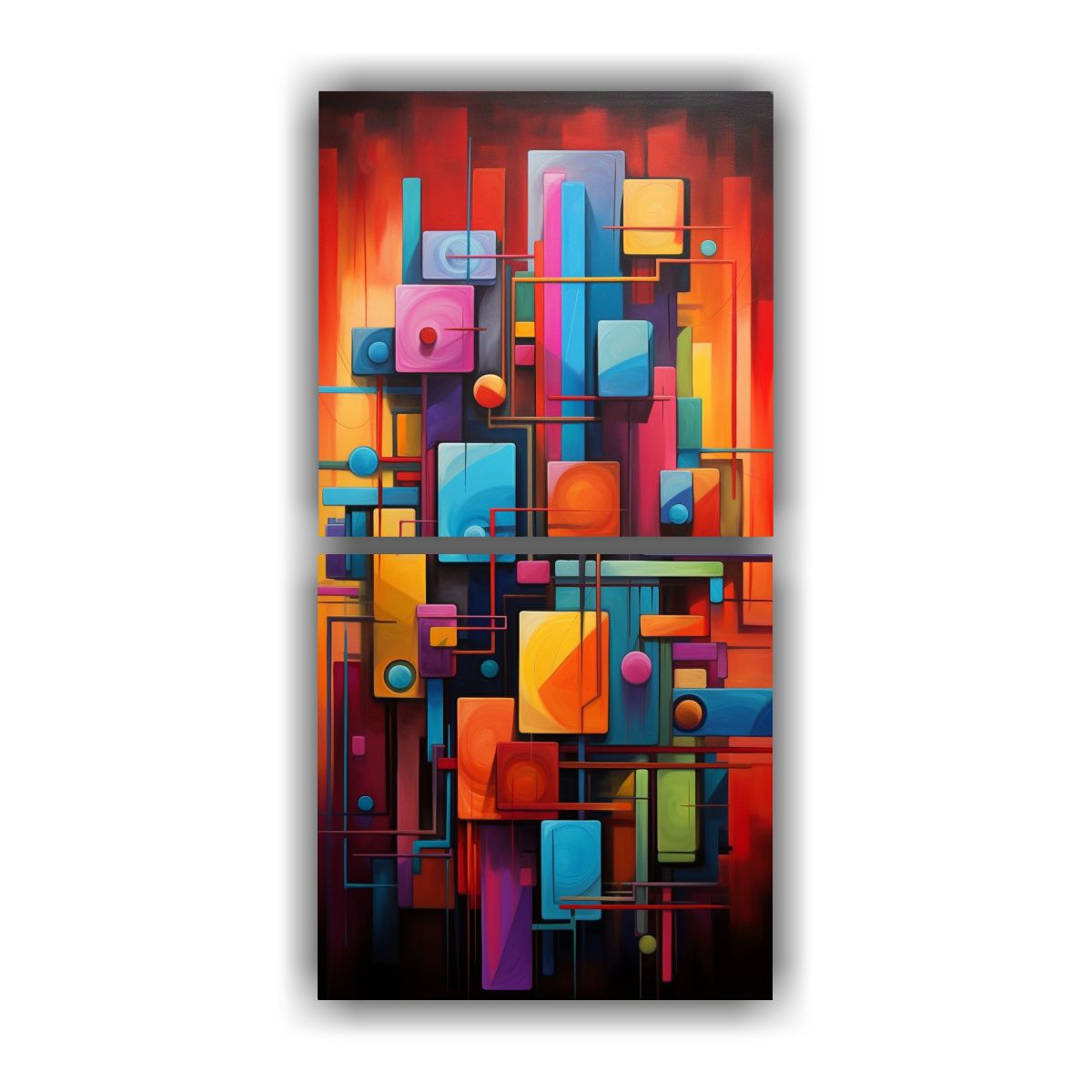 GENERICO - Cuadros Abstractos Con Colores Fríos Dos 80x160 Cm