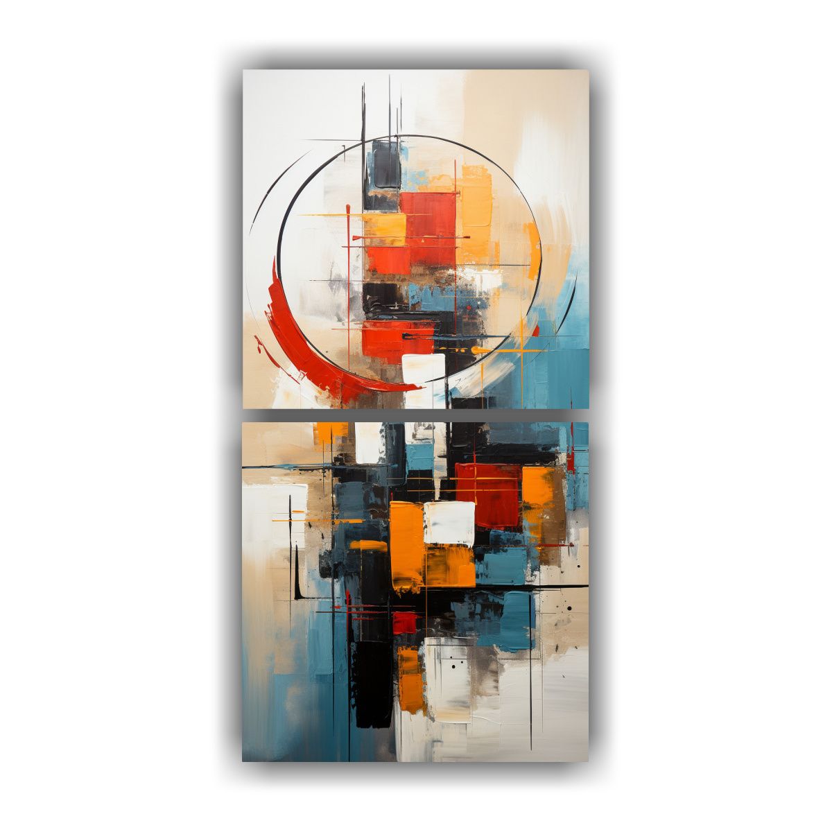 GENERICO - Cuadro Mural Abstracto Set 2 Pintura Acrylic 70x140 Cm