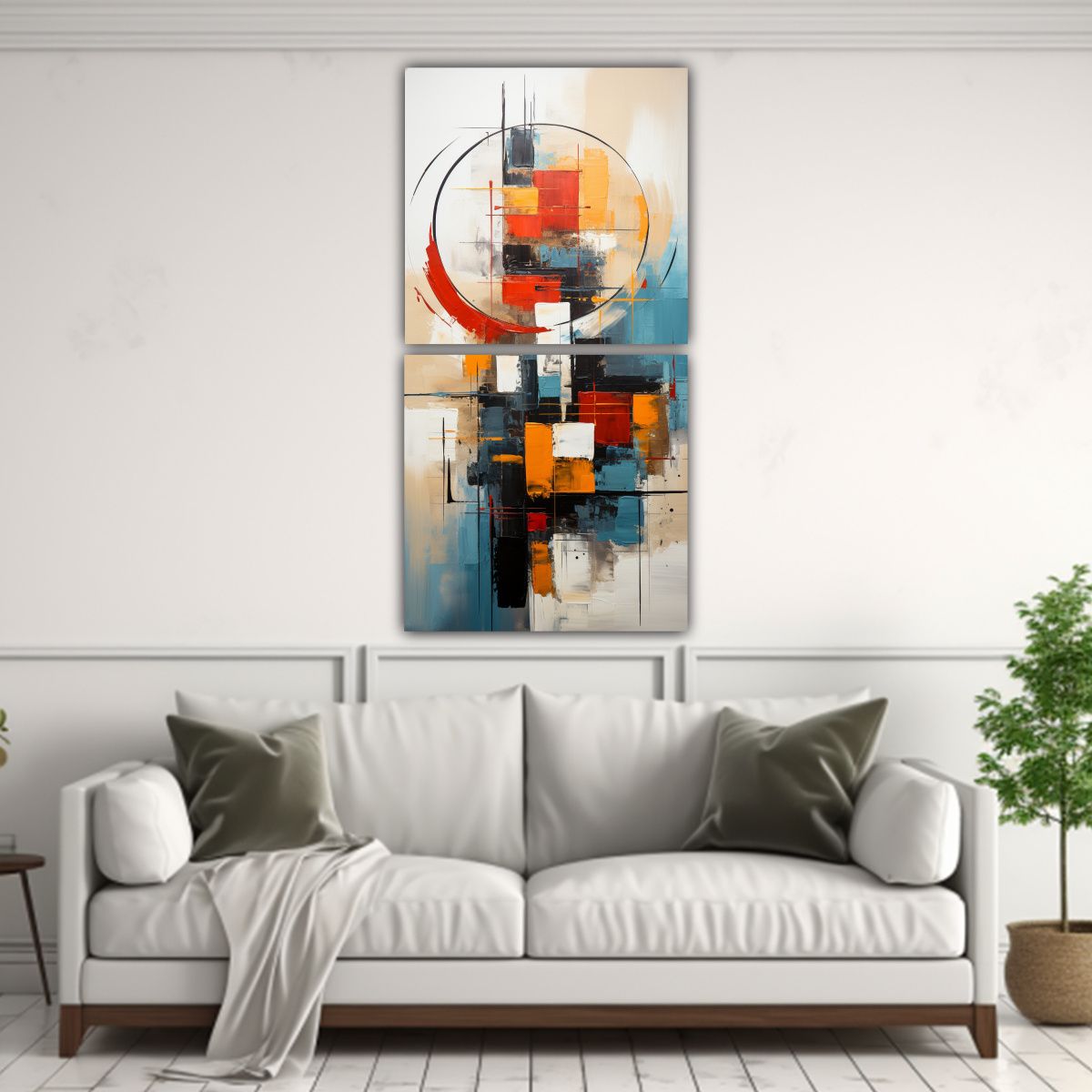 GENERICO - Cuadro Mural Abstracto Set 2 Pintura Acrylic 70x140 Cm