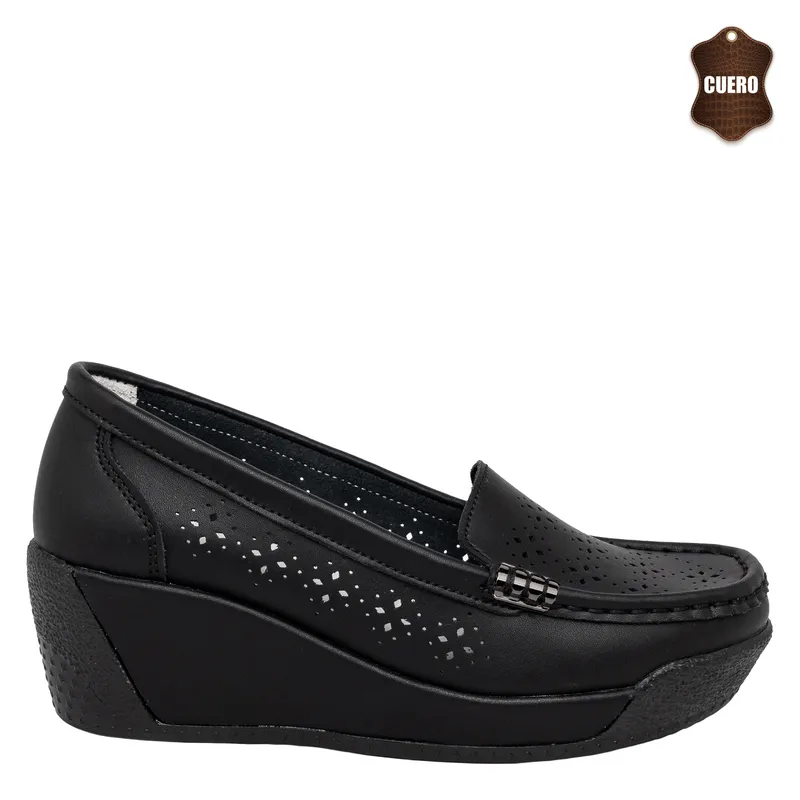 ALQUIMIA - Mocasin Mujer Negro Jipe Alquimia