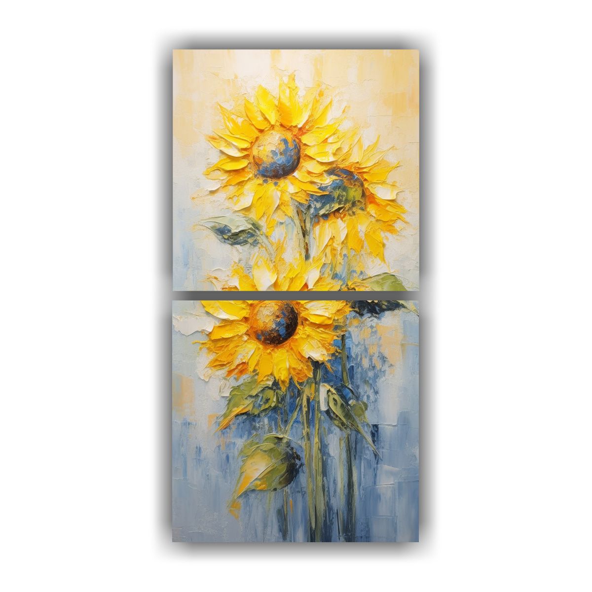 GENERICO - Cuadro De Girasoles Amarillos En Estilo Moderno 80x160 Cm