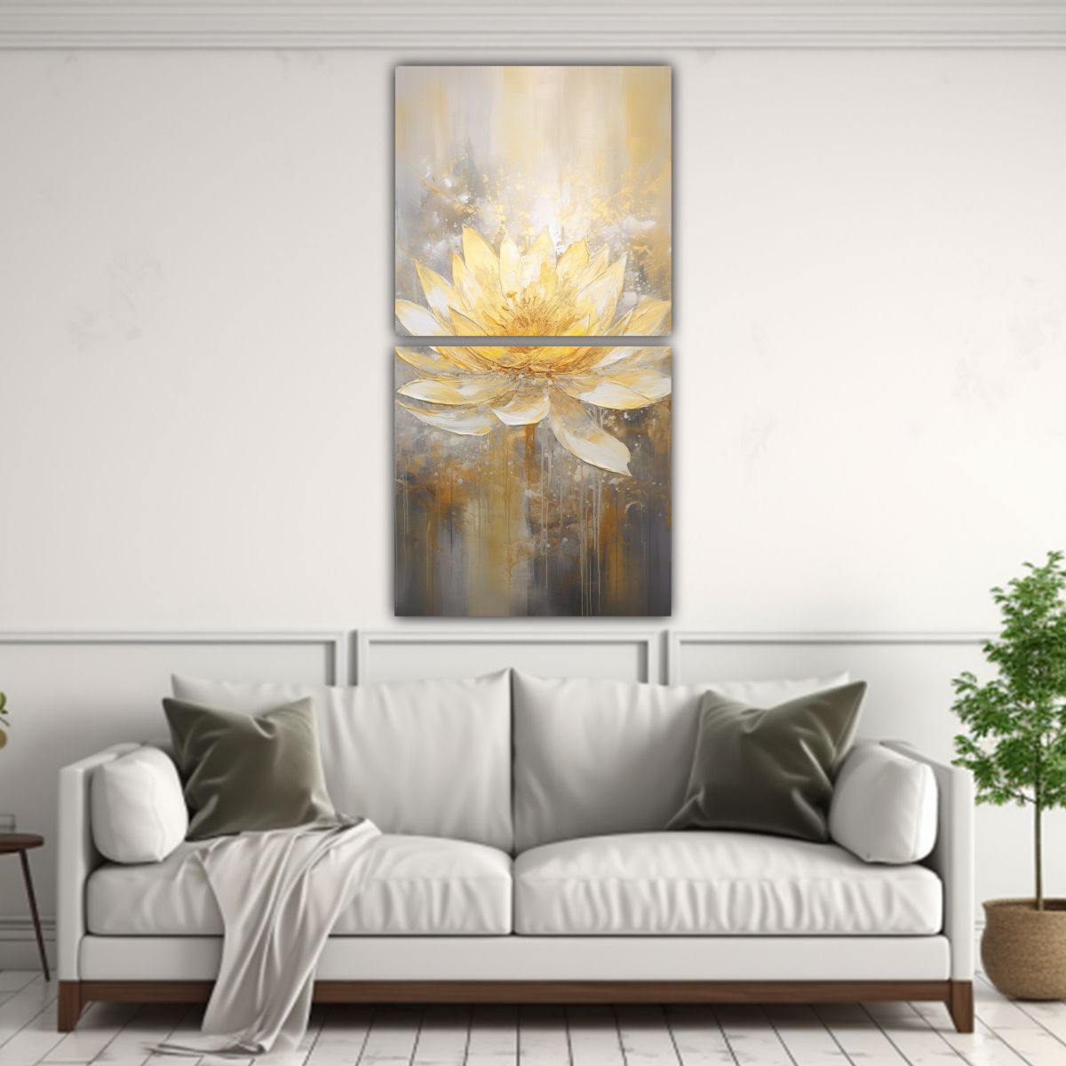 GENERICO - Pintura De Loto Amarillo Con Detalles Intrincados 70x140 Cm