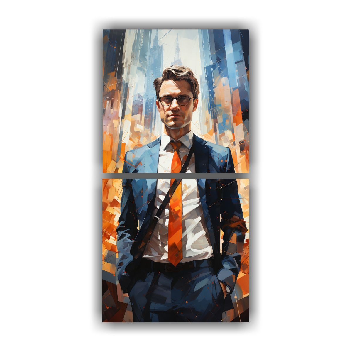 GENERICO - Pintura Abstracta De Edificios Junto Al Agua 70x140 Cm