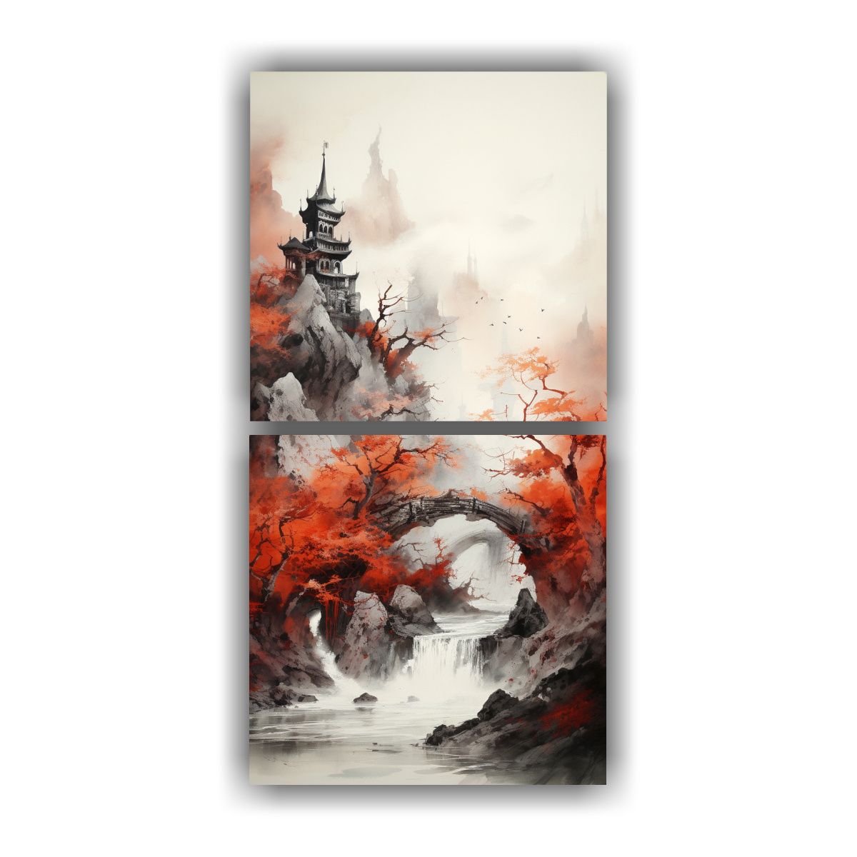 GENERICO - Set De 2 Lienzos Decorativos Abstractos Con 70x140 Cm