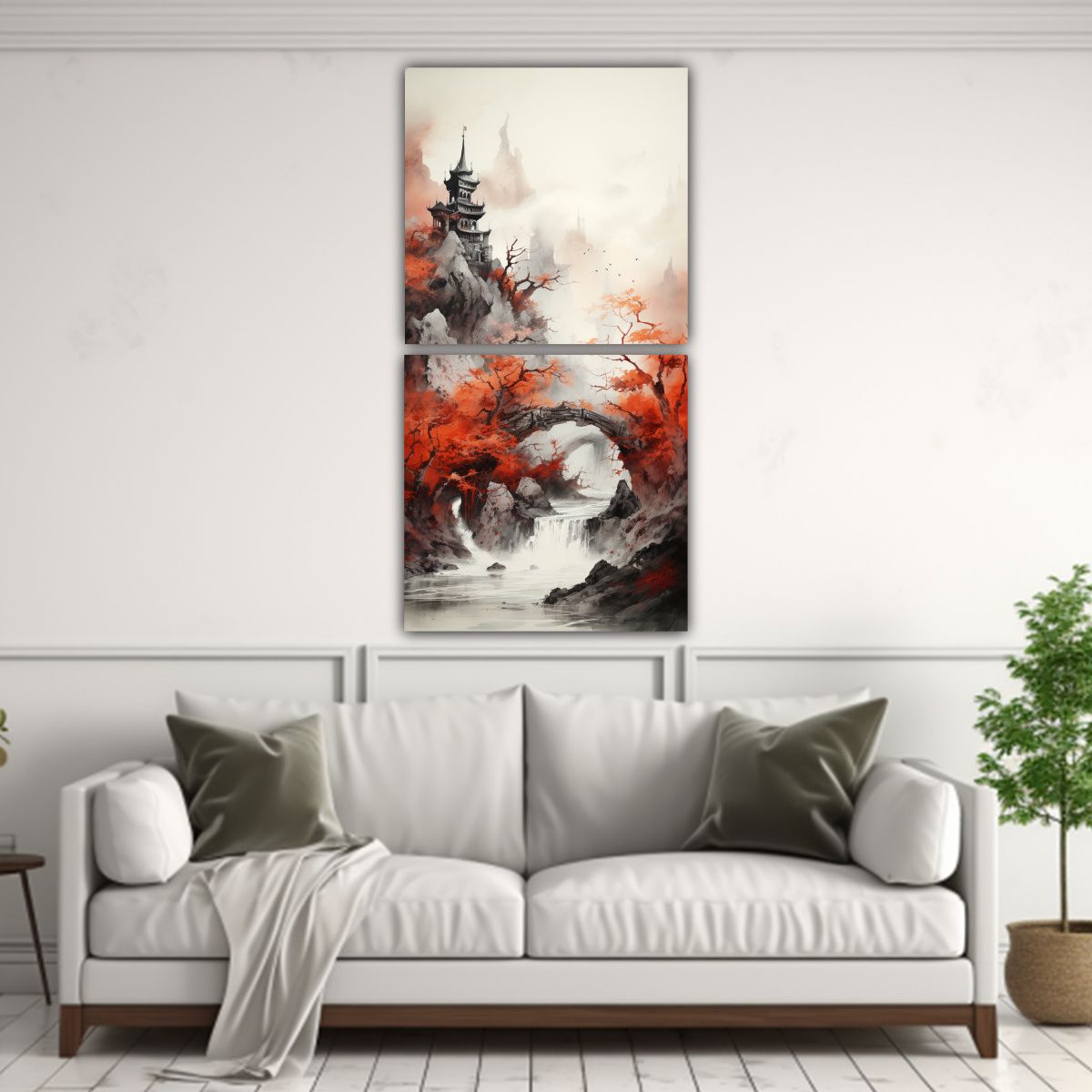 GENERICO - Set De 2 Lienzos Decorativos Abstractos Con 70x140 Cm