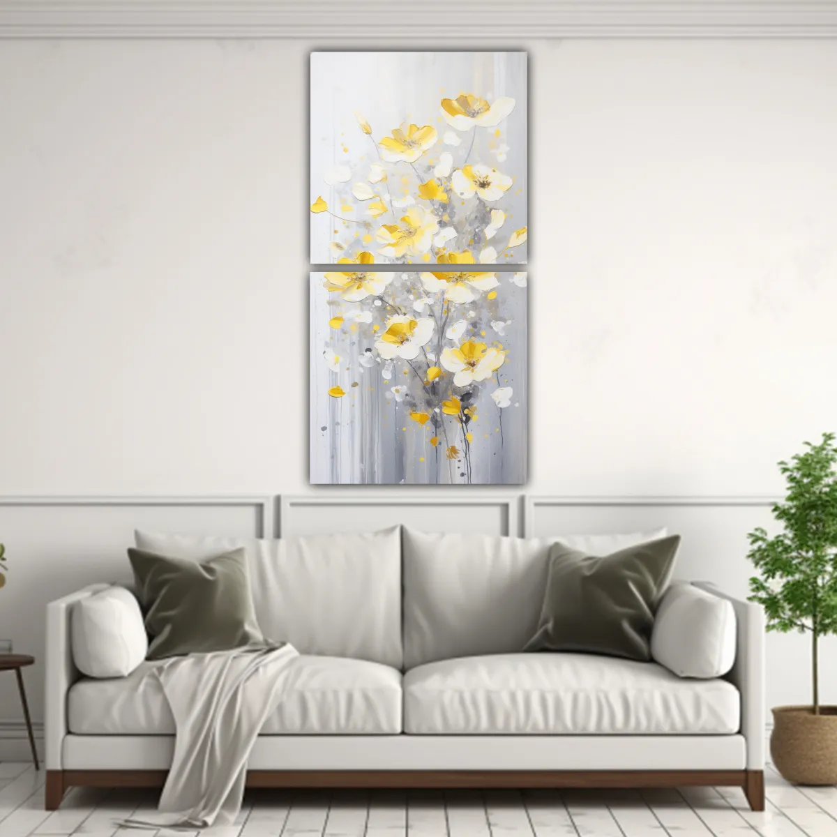 GENERICO - Pintura Acrílica Intensa En Blanco Dos Artes 70x140 Cm