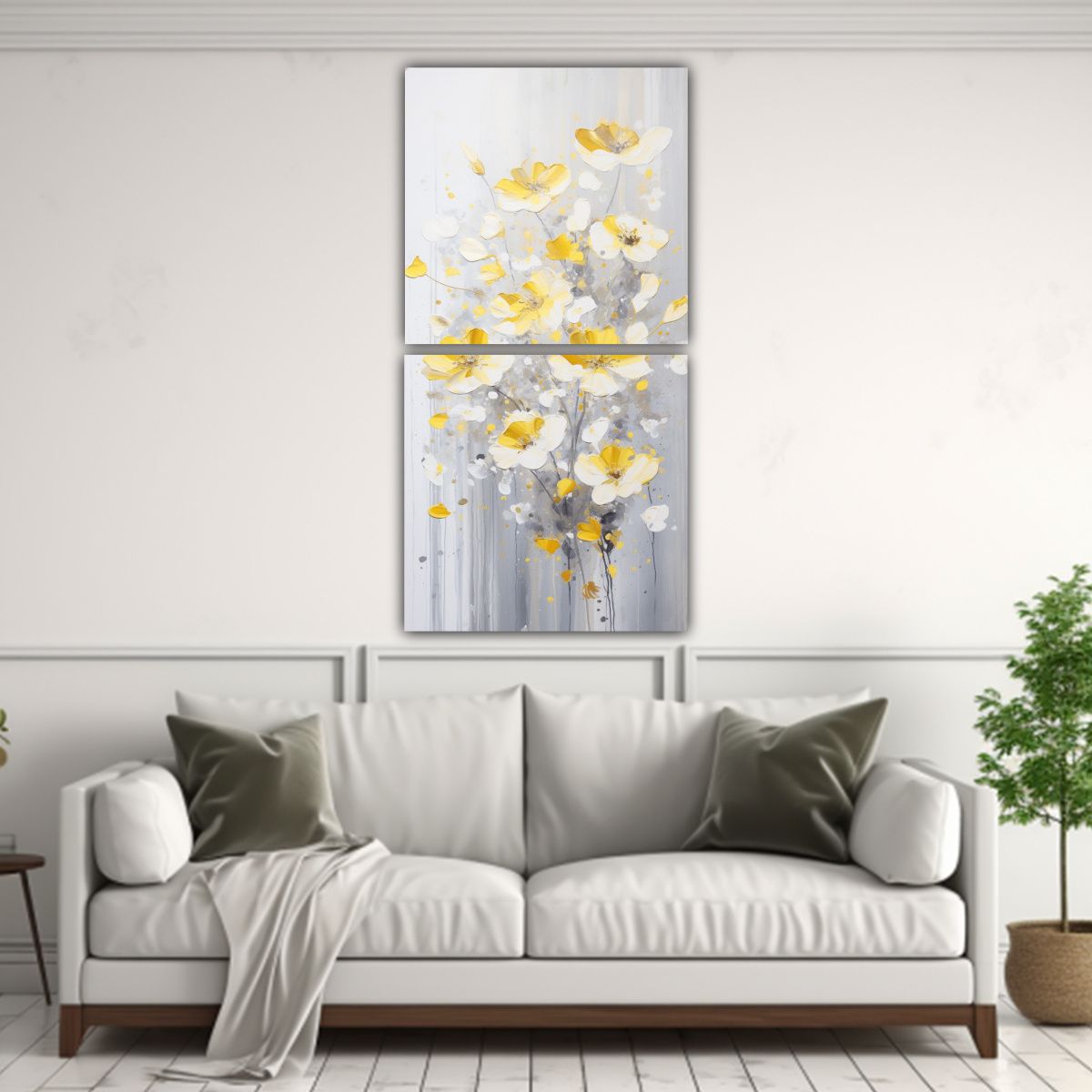 GENERICO - Pintura Acrílica Intensa En Blanco Dos Artes 80x160 Cm