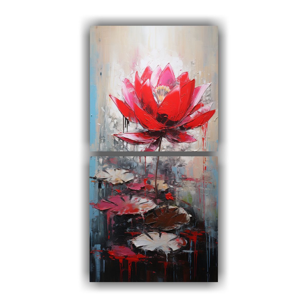 GENERICO - Cuadro Inspirador Surrealista De Loto Rojo En 80x160 Cm