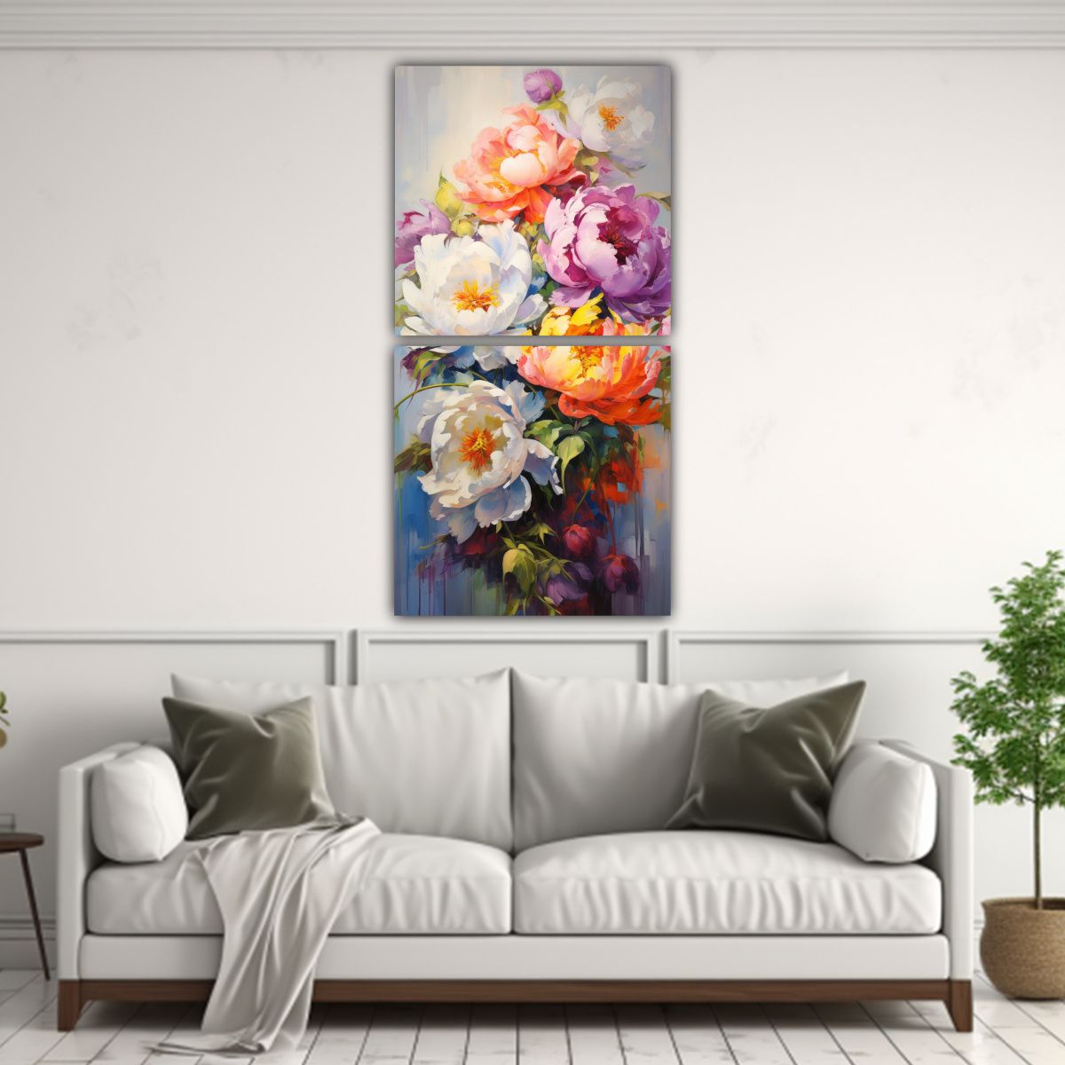 GENERICO - Cuadros Abstracto Naturaleza Viva Peonías 70x140 Cm