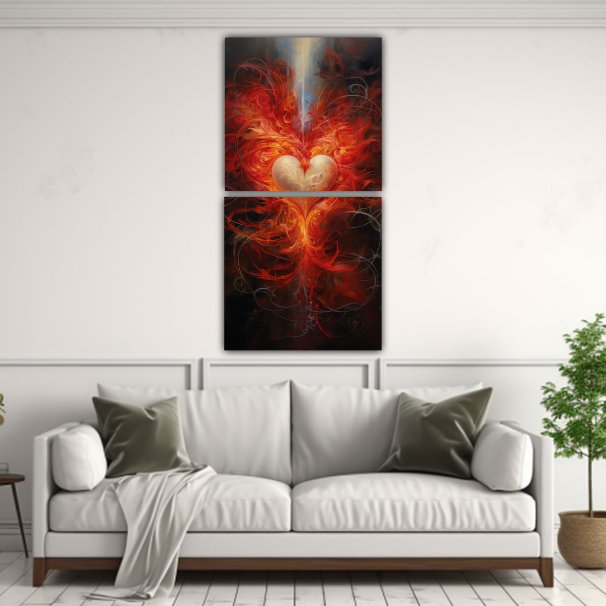 GENERICO - Cuadros Abstractos Con Movimiento De Corazón 70x140 Cm