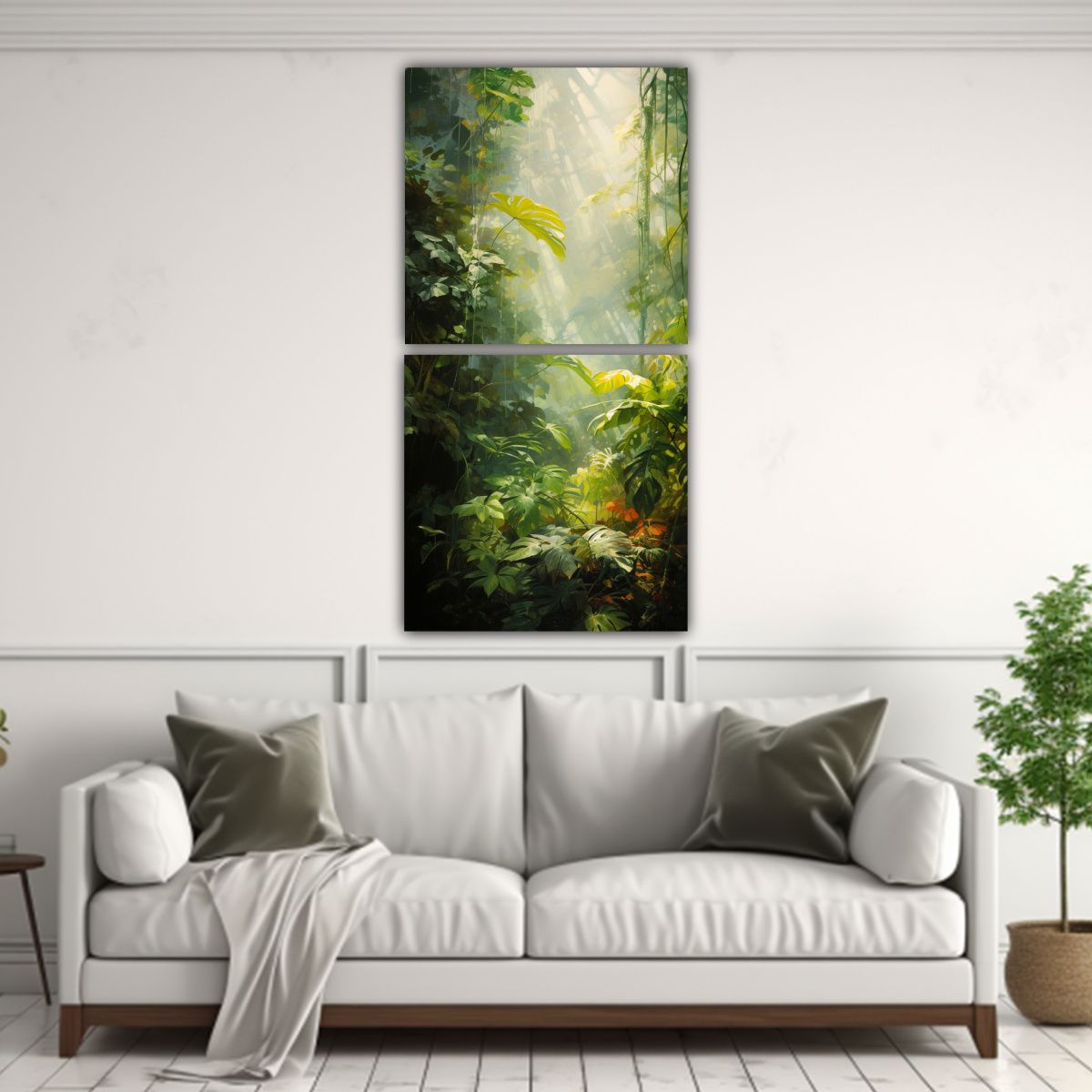 GENERICO - Díptico Vertical Juveniles Bosque Abstracto Con 80x160 Cm