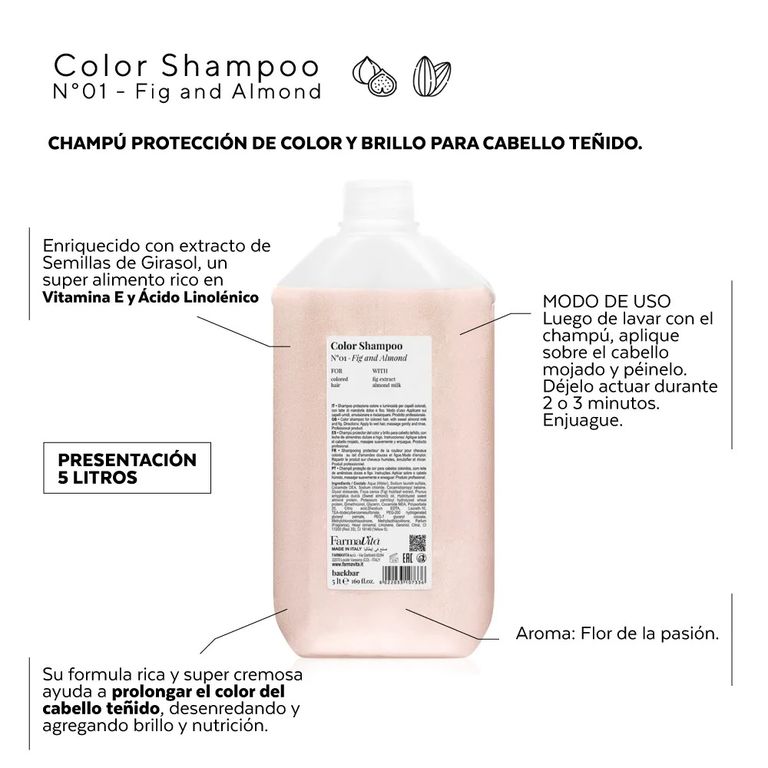 Color Shampoo Nro 01 Leche de almendras e higos 5000 Ml 5 LT