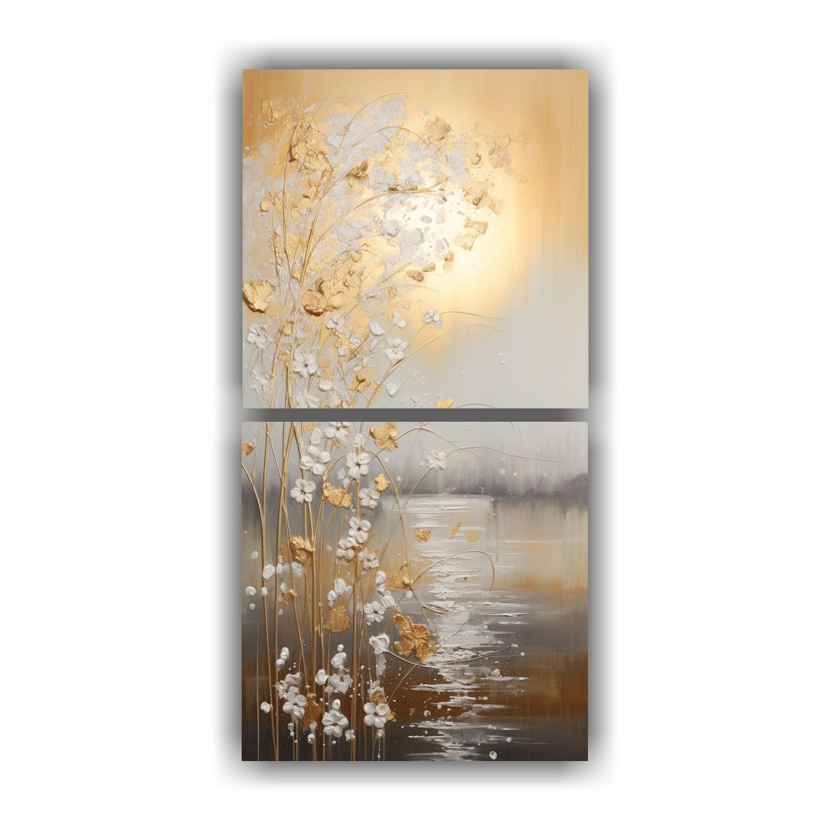 GENERICO - Pintura De Composiciones En Oro Y Plata Estilo 80x160 Cm