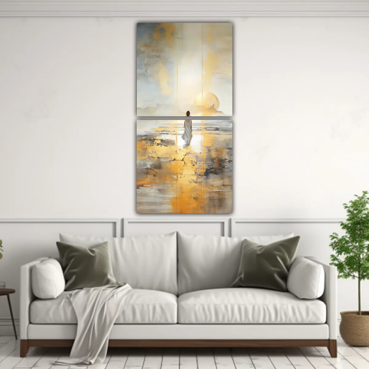 GENERICO - Pintura Cuadro Diptico Impresionante Acuarela En 70x140 Cm