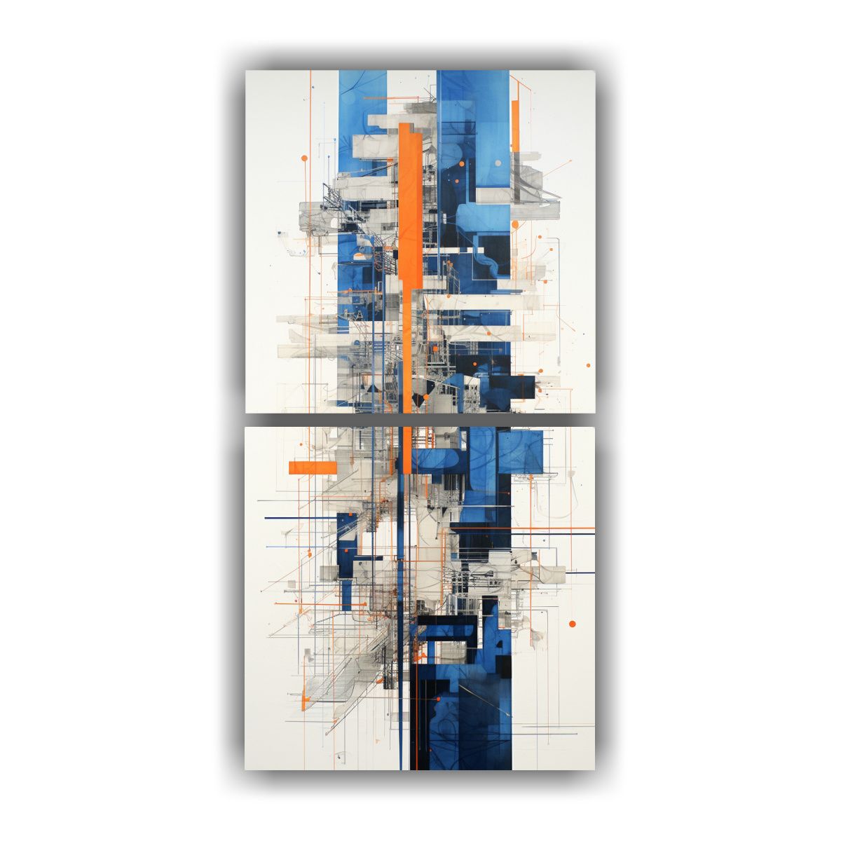 GENERICO - Arte Pared Vanguardia Naranja E Índigo Abstracto 80x160 Cm