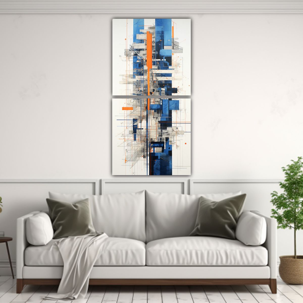 GENERICO - Arte Pared Vanguardia Naranja E Índigo Abstracto 80x160 Cm