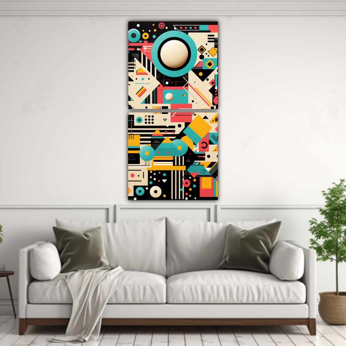 GENERICO - Dos Composiciones Finas Lineas Brillante Papel 80x160 Cm