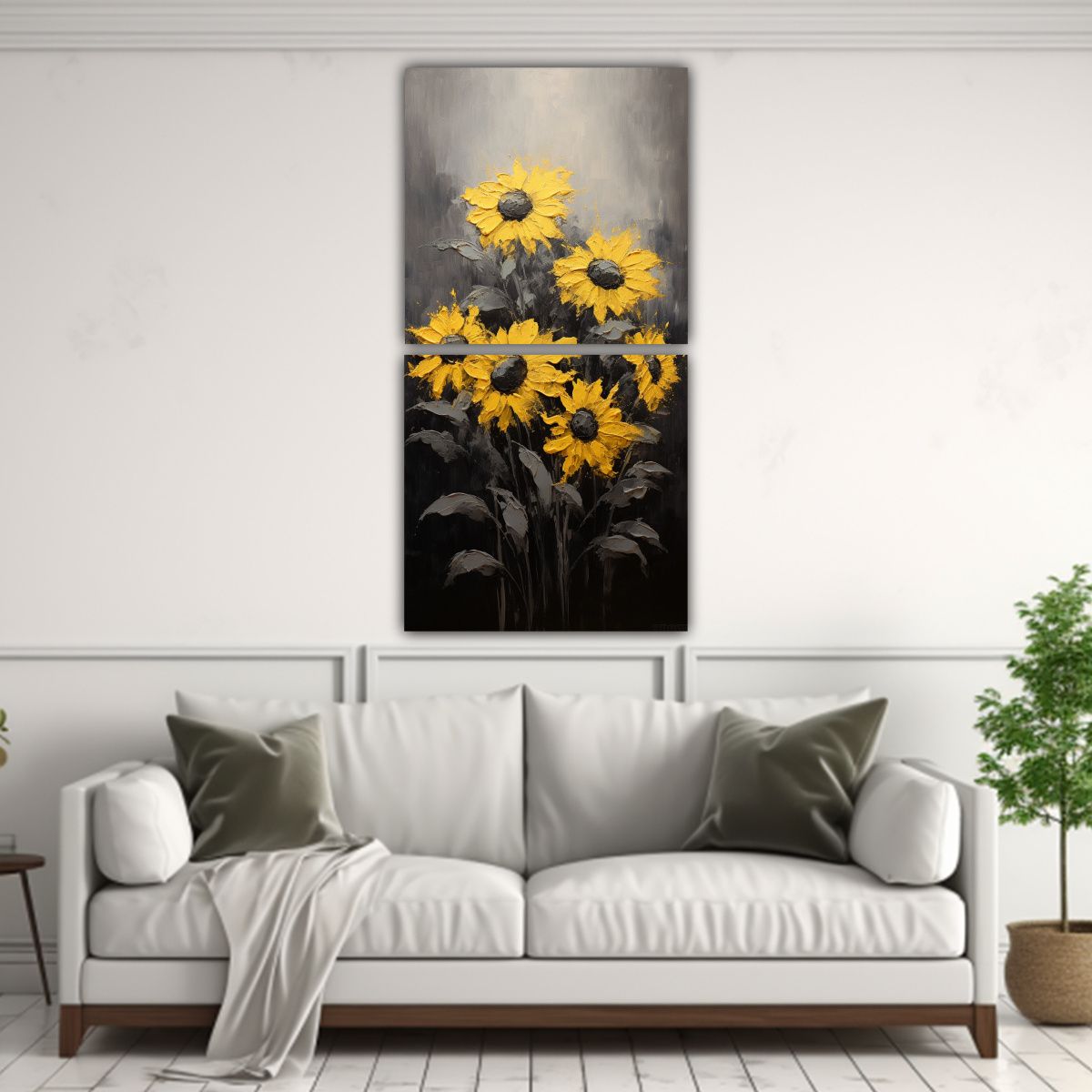 GENERICO - Formas Elegantes Para Sala Cuadro De Girasoles 80x160 Cm