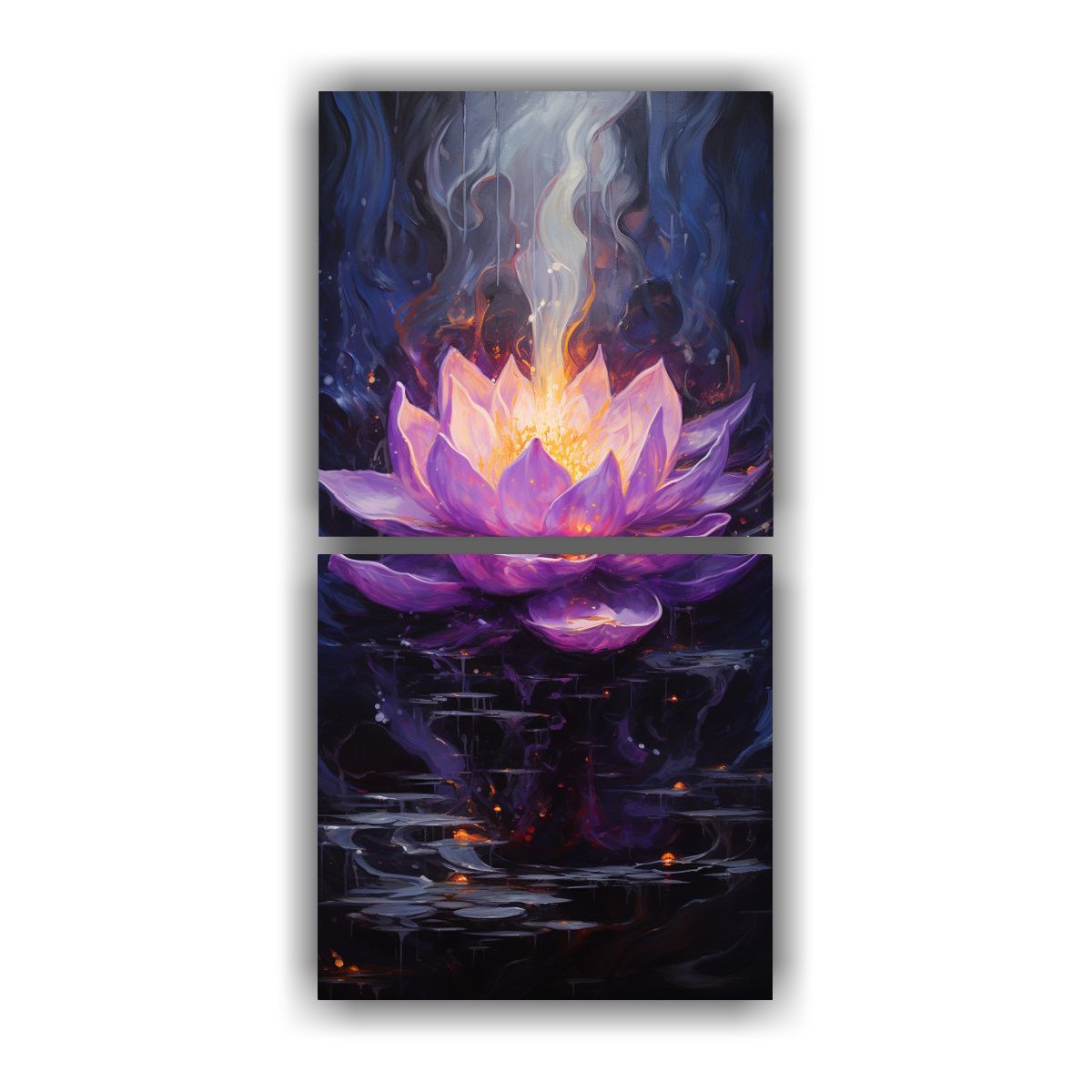 GENERICO - Pintura Al óleo Vertical De Loto Negro Brillante 80x160 Cm
