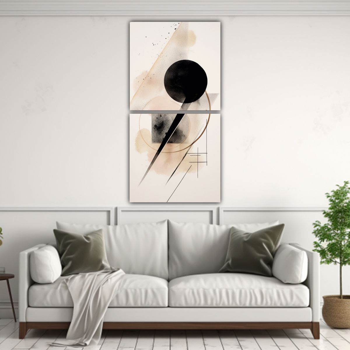 GENERICO - Cuadro Abstracto En Blanco Y Negro Con Relieve 80x160 Cm