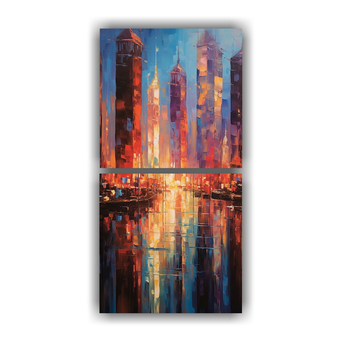 GENERICO - Pintura Abstracta De Ciudades Coloridas Y 80x160 Cm