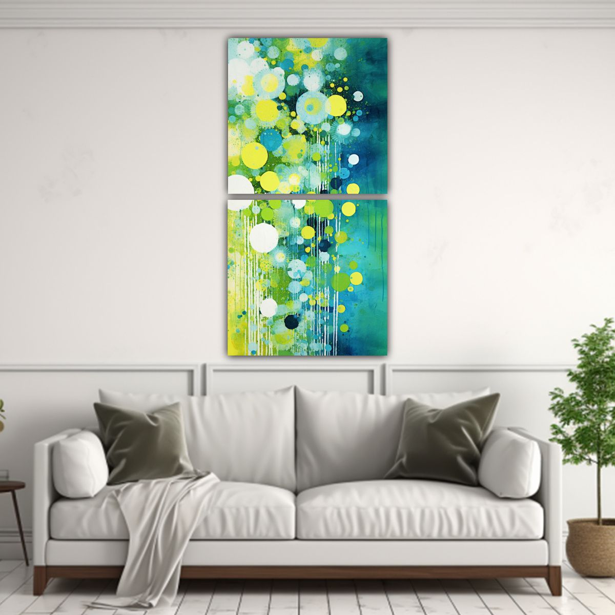 GENERICO - Cuadros Patron Intenso Surrealista Amarillo Verde 70x140 Cm