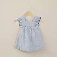 OPALINE - Vestido celeste con rayas de niña