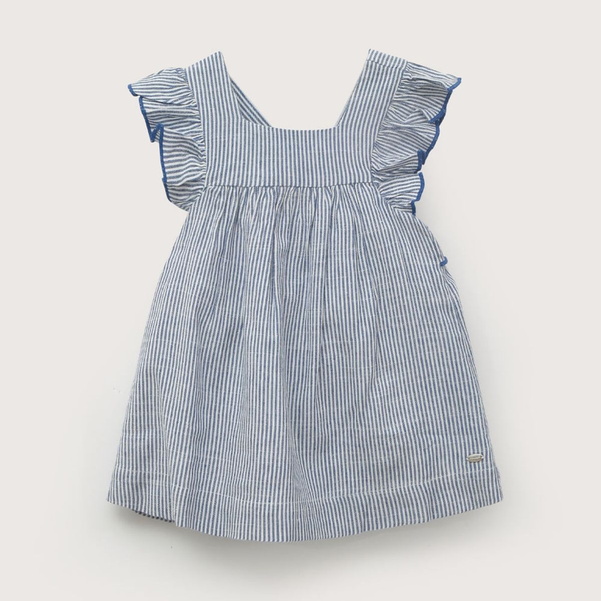 OPALINE - Vestido celeste con rayas de niña