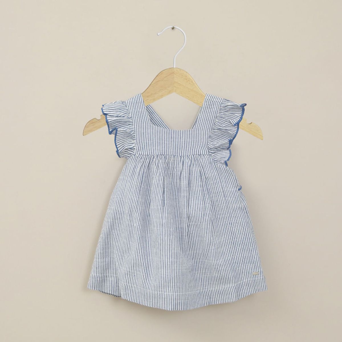 OPALINE - Vestido celeste con rayas de niña