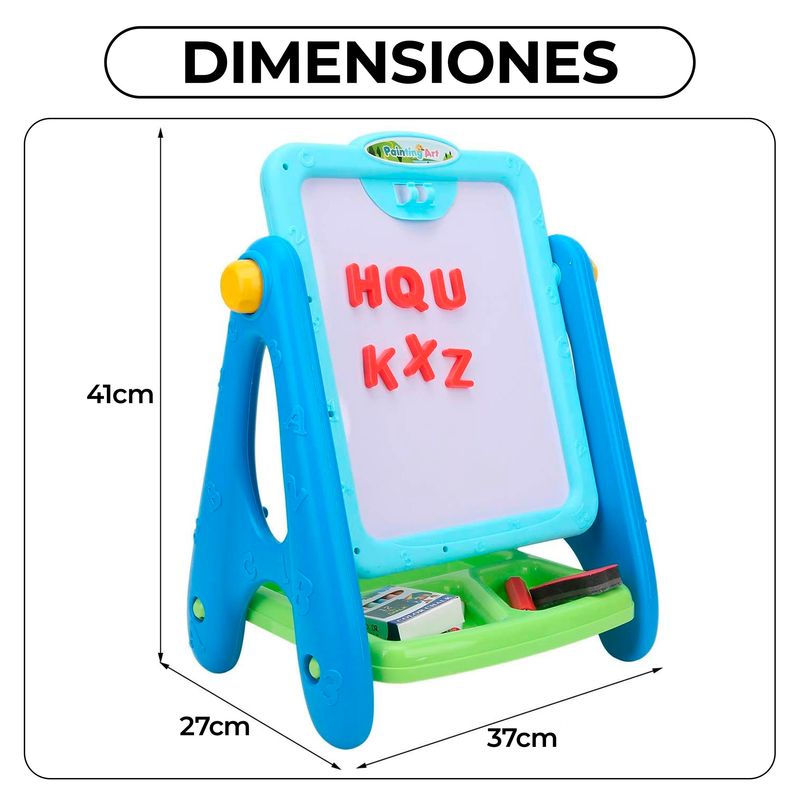 GENERICO - Pizarra Doble Magnética Color Azul Tablero 2 En 1 Niños 41cm