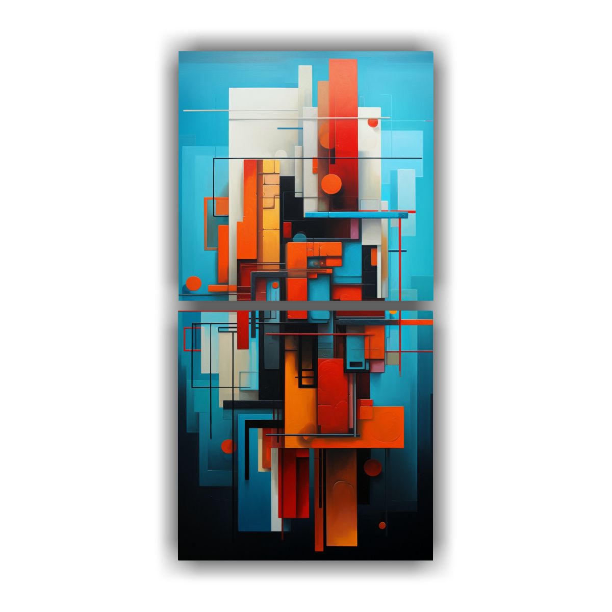 GENERICO - Díptico De Cuadros Geométricos Abstractos 70x140 Cm