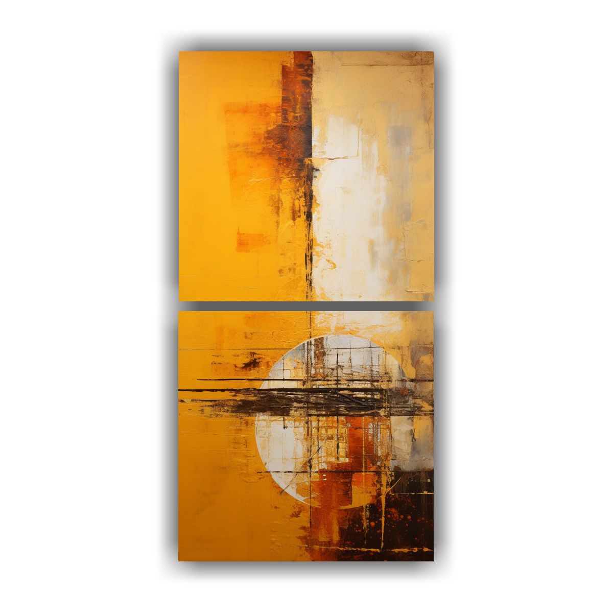 GENERICO - Cuadro Abstracto Mostaza Para Decoración Arte 80x160 Cm