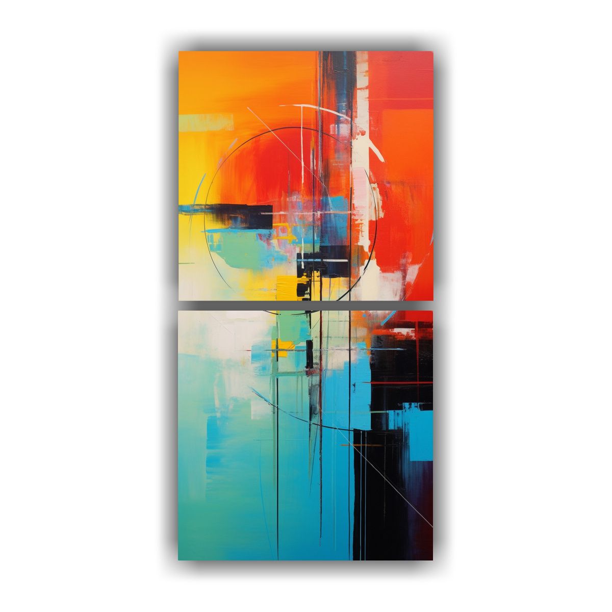 GENERICO - Pintura Abstracta Intensa En Lienzo Set De 2 70x140 Cm