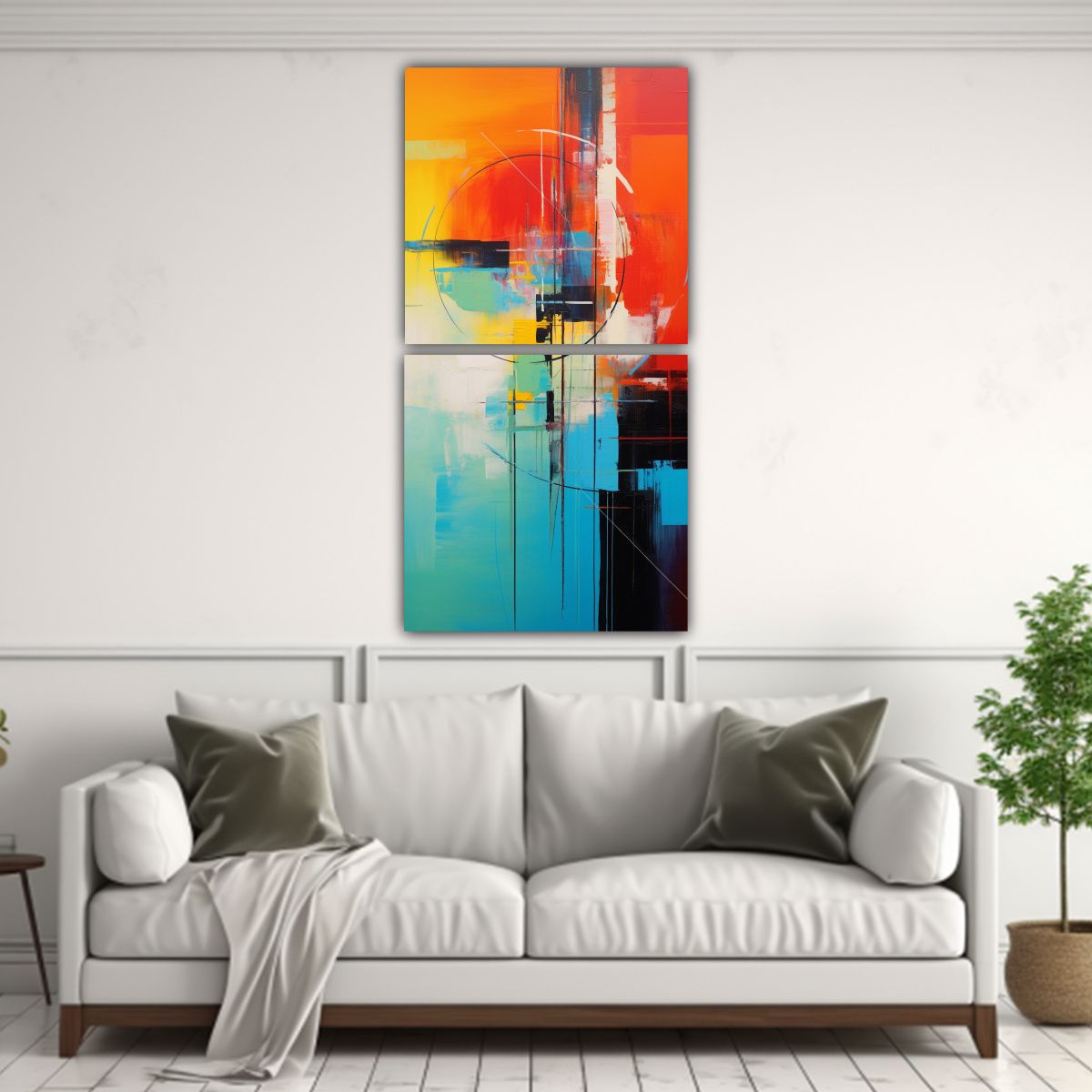 GENERICO - Pintura Abstracta Intensa En Lienzo Set De 2 70x140 Cm