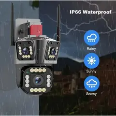 GENERICO - Cámara Domo Wifi Tres Lente Full Hd Con App V380 Pro
