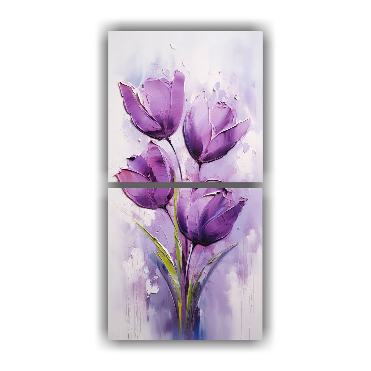 GENERICO - Cuadros Sublimados Tela Morado TULIPANES 70x140 Cm