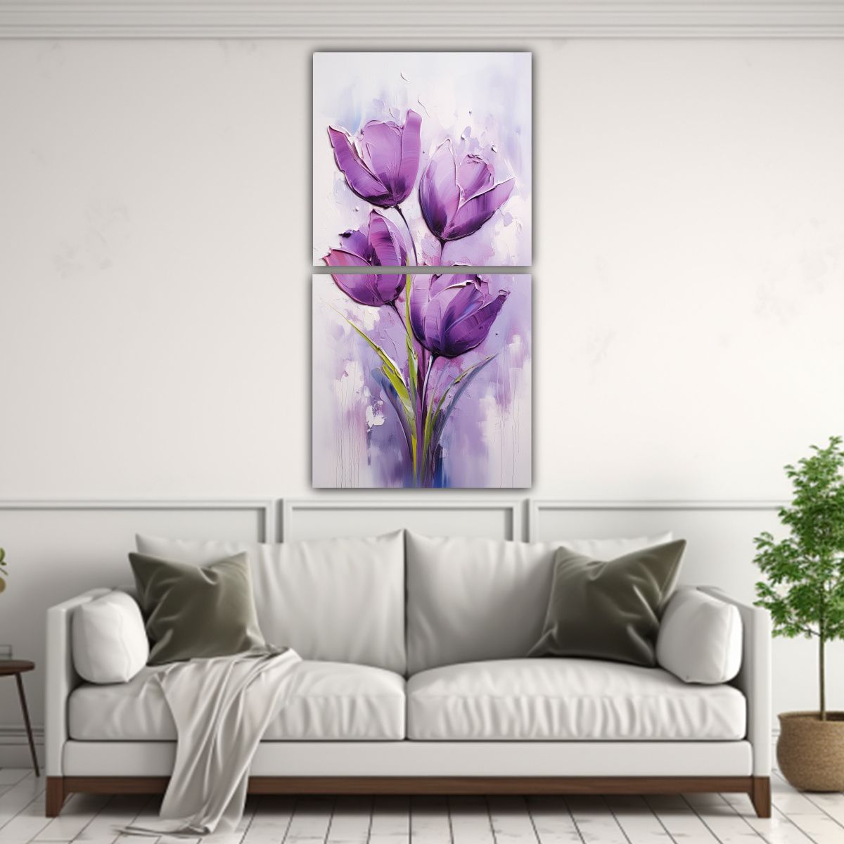 GENERICO - Cuadros Sublimados Tela Morado TULIPANES 70x140 Cm