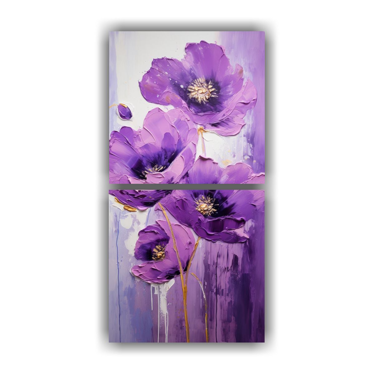 GENERICO - Cuadro Composicion Street Art De Flores Moradas 70x140 Cm