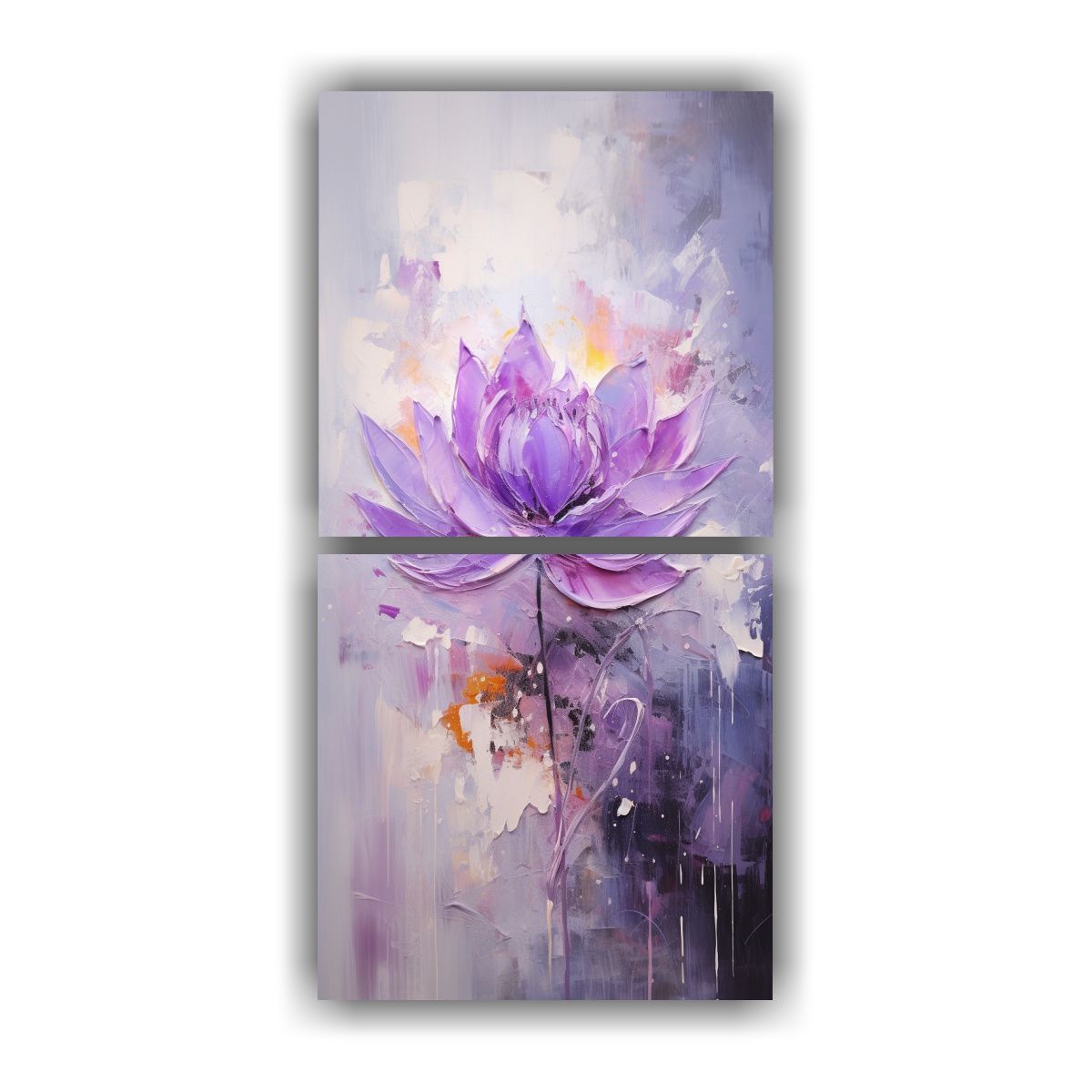 GENERICO - Pintura En Lienzo Estilo Loto Morado Set De 2 70x140 Cm