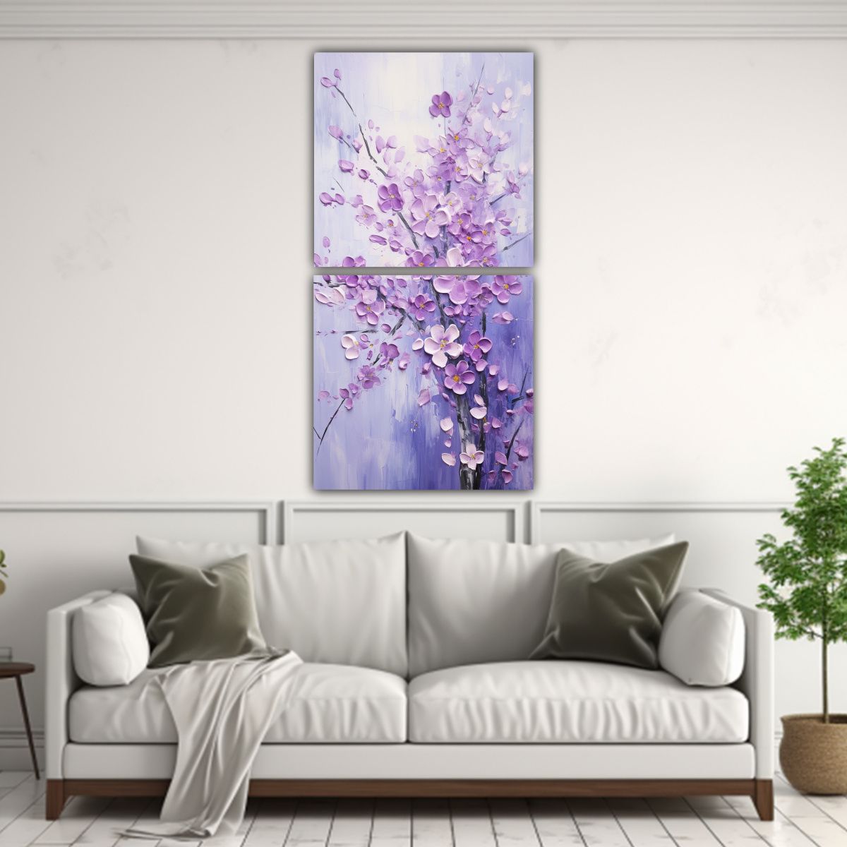 GENERICO - Pintura En Lienzo De Elegantes Cerezos Morados En 70x140 Cm