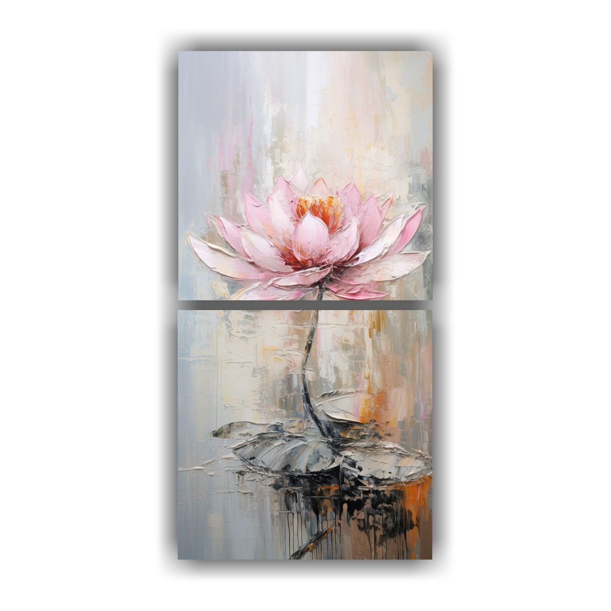 GENERICO - Cuadro Abstracto Majestuoso Con Loto Rosa En 80x160 Cm