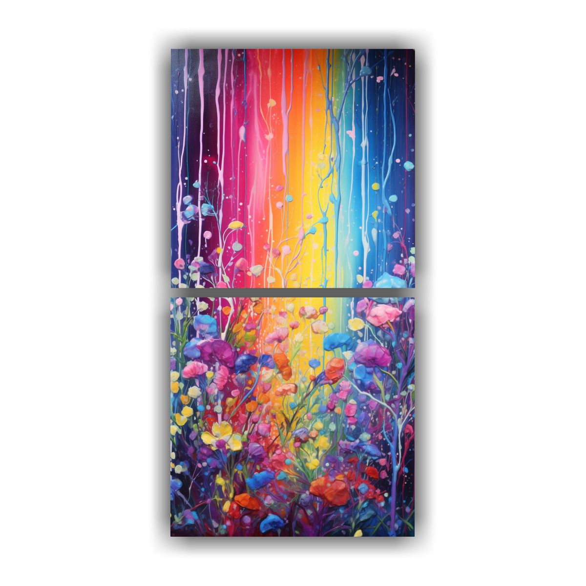 GENERICO - Cuadro Tela Moderno Vibrantes Colores Y Plateados 70x140 Cm