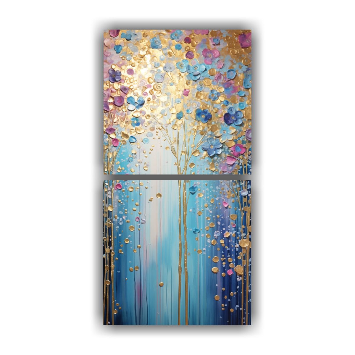 GENERICO - Cuadro En Arco Iris Y Dorado Para Decoración De 70x140 Cm